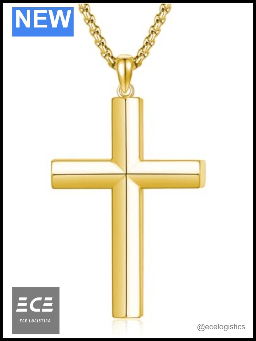 925 Sterling Silver Gold Plated Cross Necklace Crucifix Pendant Christian